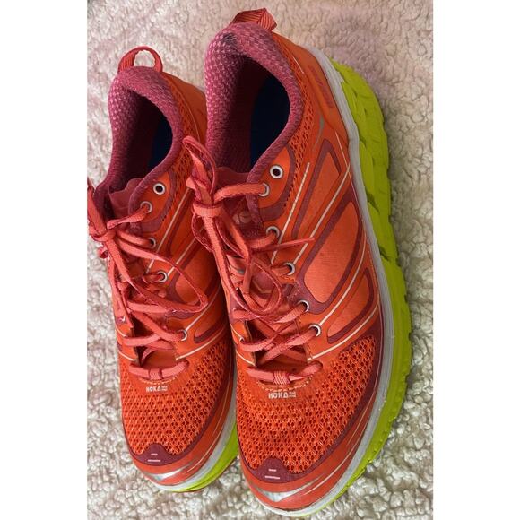 Hoka One One Conquest Womens Running Shoes Sneaker Orange Green 9 - Picture 2 of 10